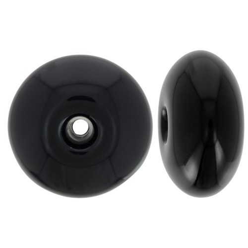 Perle rondelle 18x9 mm en résine opaque - Noir x1