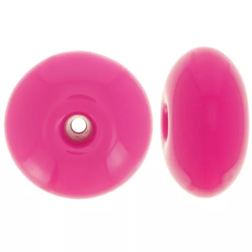 Perle rondelle 18x9 mm en résine opaque - Magenta x1