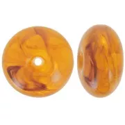 Perle rondelle 18x9 mm en résine translucide - Safran marbré x1
