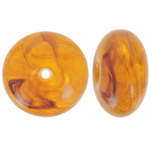 Perle rondelle 18x9 mm en résine translucide - Safran marbré x1