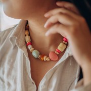 Perle rondelle en résine translucide 18x9 mm - Safran marbré x1