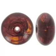 Perle rondelle 18x9 mm en résine translucide - Ambre marbré x1
