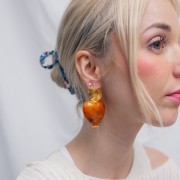 Perle coeur 35x36 mm en résine opaque - Ecru x1