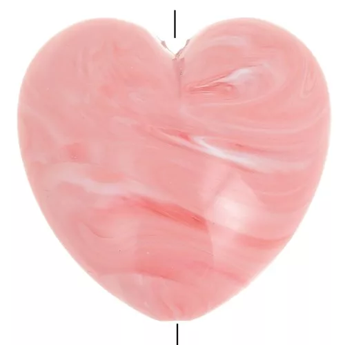 Perle coeur 35x36 mm en résine opaque - Corail marbré x1
