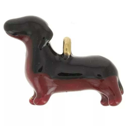 Breloque Teckel 10x14mm Résine époxy Acier inoxydable 316L Doré - Noir - Marron x1