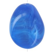 Perle plate irrégulière 25x20 mm en résine opaque - Bleu royal marbré x1