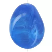 Perle plate irrégulière en résine opaque 25x20 mm - Bleu royal marbré x1