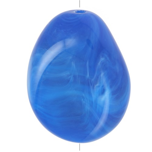 Perle plate irrégulière 25x20 mm en résine opaque - Bleu royal marbré x1