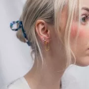 Clous d'oreilles ovale fil lisse et torsadé 22x10 mm Acier inoxydable 304L Doré x2