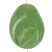 Perle plate irrégulière 25x20 mm en résine opaque - Kaki marbré x1