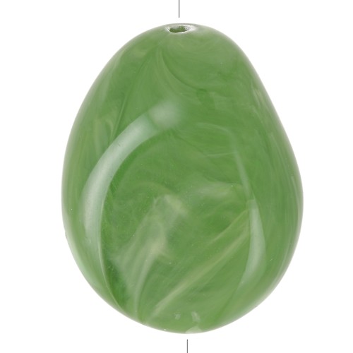Perle plate irrégulière 25x20 mm en résine opaque - Kaki marbré x1