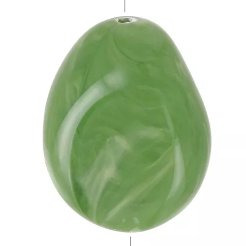 Perle plate irrégulière 25x20 mm en résine opaque - Kaki marbré x1