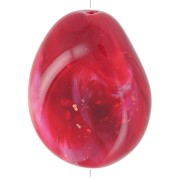 Perle plate irrégulière 25x20 mm en résine opaque - Marbré Rouge foncé pailleté x1