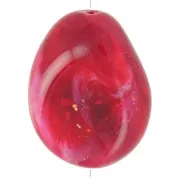 Perle plate irrégulière 25x20 mm en résine opaque - Marbré Rouge foncé pailleté x1