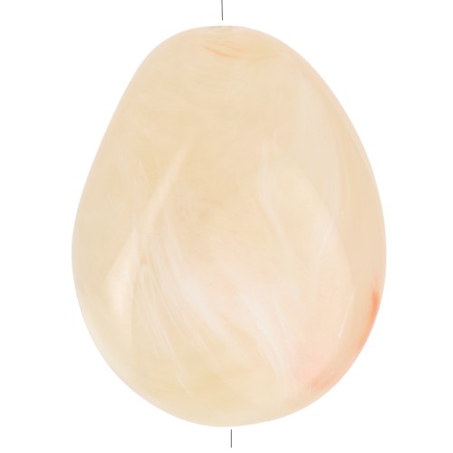 Perle plate irrégulière 25x20 mm en résine translucide - Beige - Rosé marbré x1