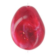 Perle plate irrégulière 22x17 mm en résine opaque - Marbré Rouge foncé pailleté x1