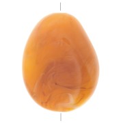 Perle plate irrégulière 22x17 mm en résine translucide - Abricot marbré x1