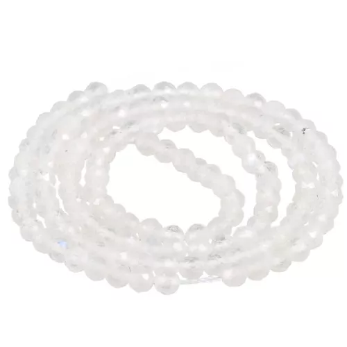 Perles rondes facettées 3 mm pierre gemme - Pierre de lune x39cm