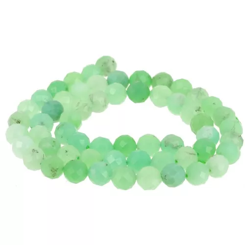 Perles rondes facettées 6 mm pierre gemme - Chrysoprase x38cm