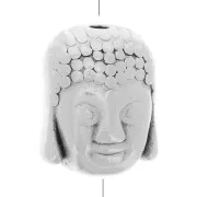 Tête de Bouddha 10 mm Placage Argent fin vieilli