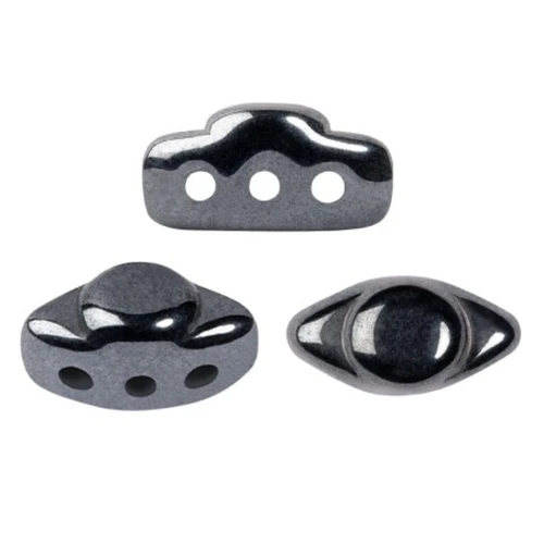 Perles en verre Volos® par Puca® 4x8 mm - Jet Hematite x10g