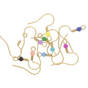 Crochets d'oreilles 19 mm boule résine époxy Acier inox 304L Doré -Multicolore x20