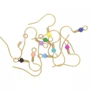 Crochets d'oreilles 19 mm boule résine époxy Acier inox 304L Doré -Multicolore x20