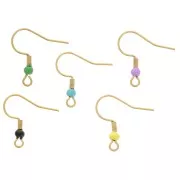 Crochets d'oreilles 19 mm boule résine époxy Acier inox 304L Doré -Multicolore x20