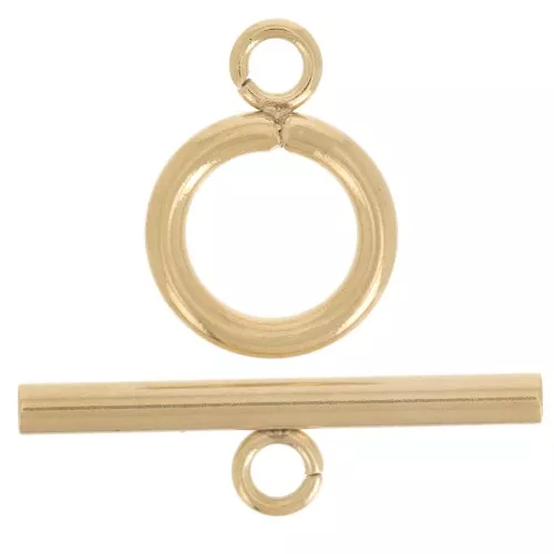 Fermoir T pour bracelet ou collier 12mm - Acier inoxydable 304L Doré x10