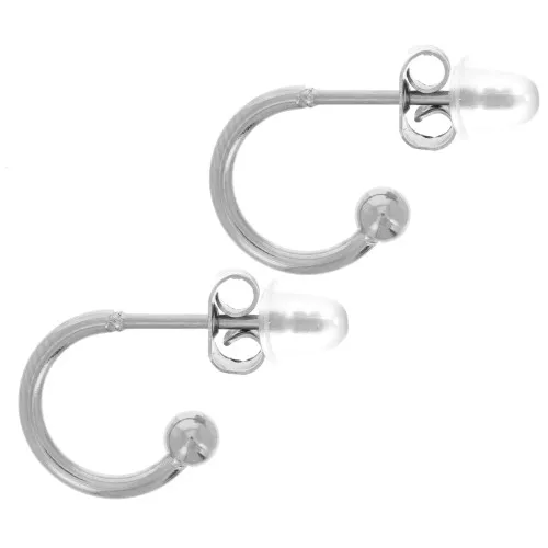 Créoles ouvertes avec petite boule - 10 mm - Acier inoxydable 304L x2