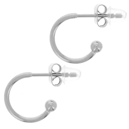 Créoles ouvertes avec petite boule - 12 mm - Acier inoxydable 304L x2