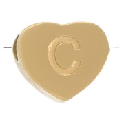 Perle lettre alphabet forme coeur 6x7 mm - C - Acier inoxydable 316L Doré x1
