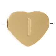 Perle lettre alphabet forme coeur 6x7 mm - I - Acier inoxydable 316L Doré x1