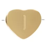 Perle lettre alphabet forme coeur 6x7 mm - I - Acier inoxydable 316L Doré x1