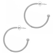 Créoles ouvertes avec petite boule - 30 mm - Acier inoxydable 304L x2|raw }}