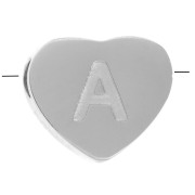 Perle lettre alphabet forme coeur 6x7 mm - A - Acier inoxydable 316L x1