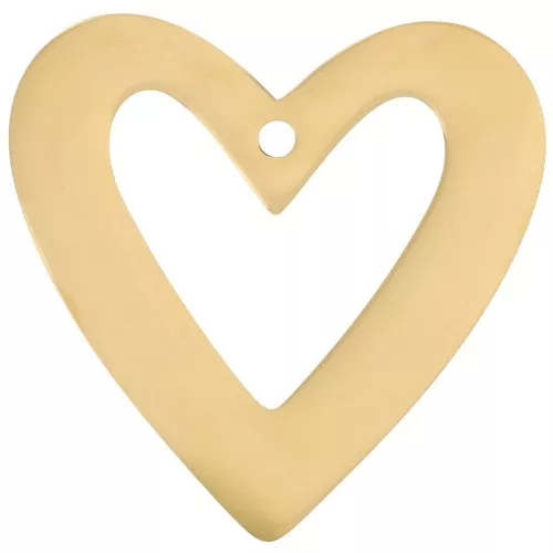 Pendentifs coeur évidé 37x38 mm - Acier inoxydable 316L Doré x2