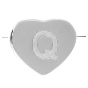 Perle lettre alphabet forme coeur 6x7 mm - Q - Acier inoxydable 316L x1