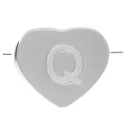 Perle lettre alphabet forme coeur 6x7 mm - Q - Acier inoxydable 316L x1