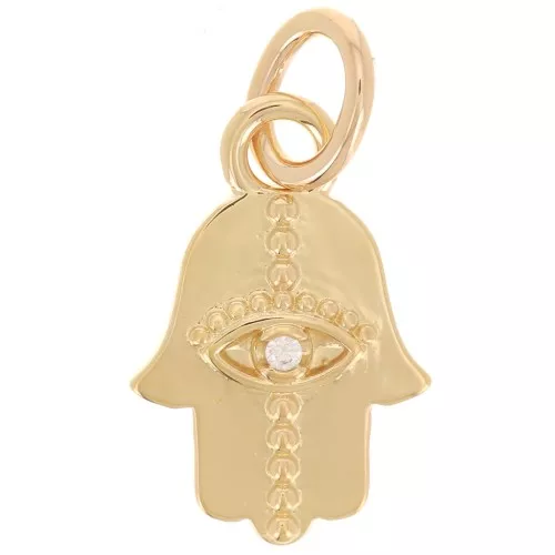 Pendentif main de Fatma 15x10 mm avec oxyde de Zirconium - Plaqué Or 3 microns x1