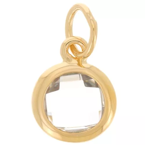 Pendentif rond 7.5 mm avec oxyde de Zirconium - Plaqué Or 3 microns - Crystal x1