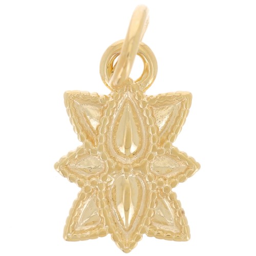 Pendentif feuille ethnique 14x9 mm - Plaqué Or 3 microns x1