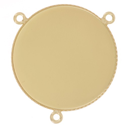 Intercalaire serti 3 anneaux pour cabochon fond plat 25 mm Doré x1
