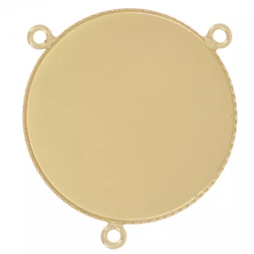 Intercalaire serti 3 anneaux pour cabochon fond plat 25 mm Doré x1