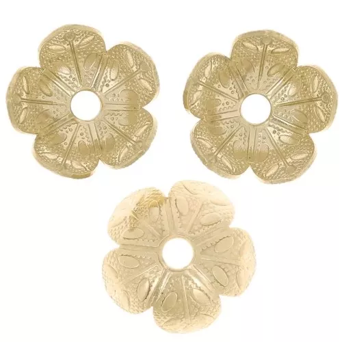Coupelles fleurs travaillées 9 mm - Doré x20