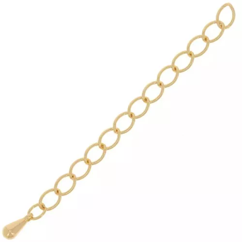 Chainettes d'extension maille Rombo 60 mm avec petite goutte - Doré x20