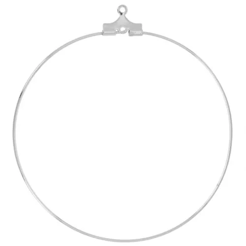 Supports boucles d'oreilles créoles à décorer 50 mm - avec 1 trou - Argenté x2