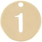 Breloque ronde 12 mm - chiffre 1 - Acier inoxydable 304 Doré x1