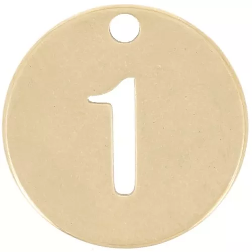 Breloque ronde 12 mm - chiffre 1 - Acier inoxydable 304 Doré x1