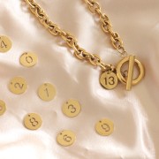 Breloque ronde 12 mm - chiffre 1 - Acier inoxydable 304 Doré x1